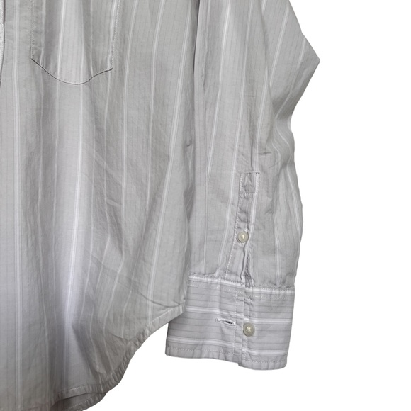 Everlane Women's Grey White Striped Oversized 100%Cotton Collarless Shirt Size4 - Picture 8 of 15